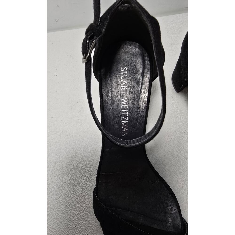Stuart Weitzman Nearly Nude Black Suede Heels Size 7 wide - Picture 4 of 11